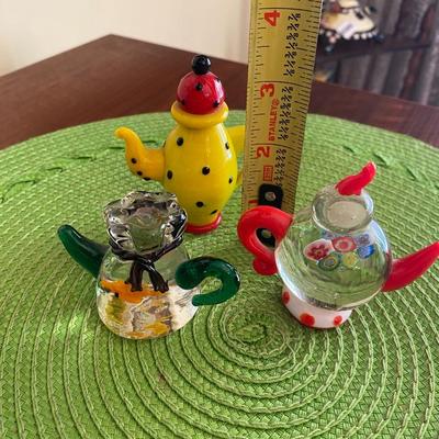 Colorful Miniature Art Glass Teapots Polka dots, Goldfish, and Milifiori OH MY!