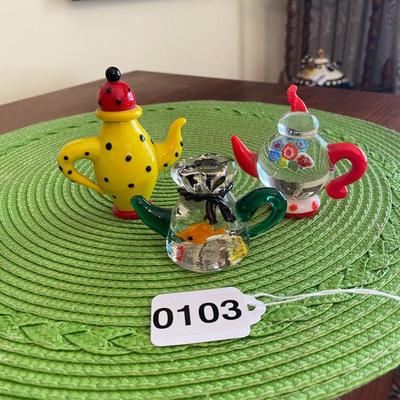 Colorful Miniature Art Glass Teapots Polka dots, Goldfish, and Milifiori OH MY!