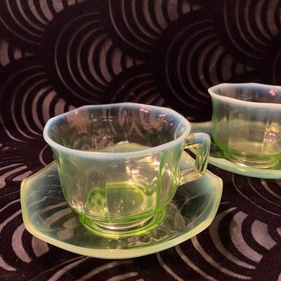 Art Deco Uranium Glass Cup and Saucer