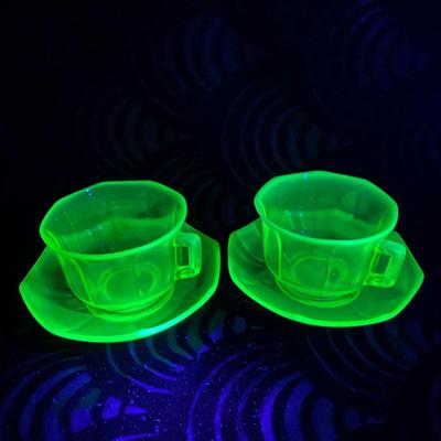 Art Deco Uranium Glass Cup and Saucer