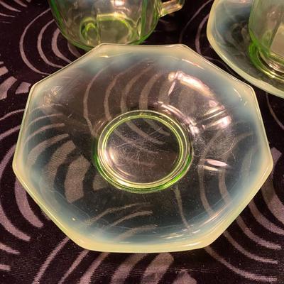 Art Deco Uranium Glass Cup and Saucer