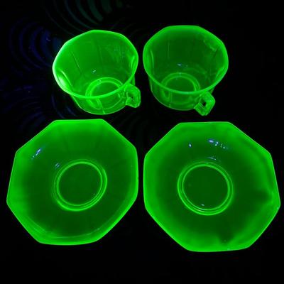 Art Deco Uranium Glass Cup and Saucer