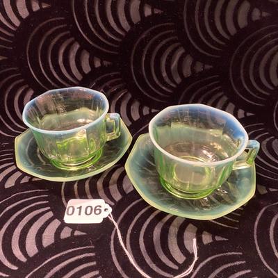 Art Deco Uranium Glass Cup and Saucer