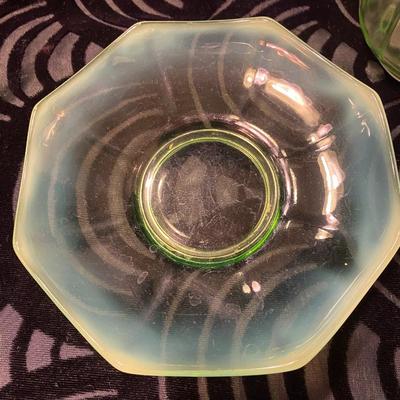 Art Deco Uranium Glass Cup and Saucer