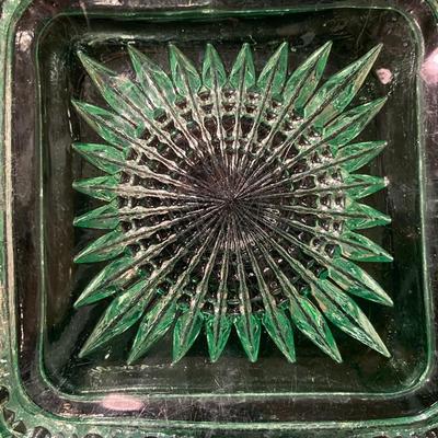 Victorian Uranium Pressed Glass Dish Circa 1890