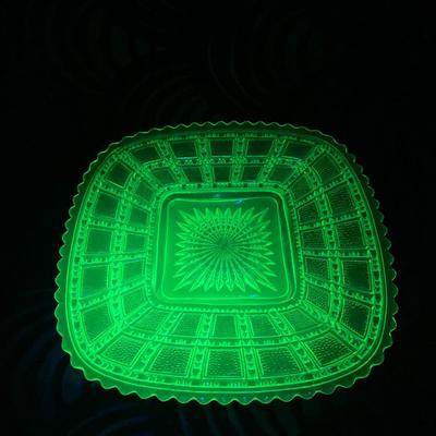 Victorian Uranium Pressed Glass Dish Circa 1890