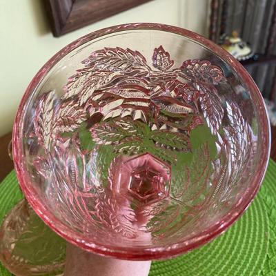 Beautiful Vintage Pink Pressed Glass Candy Dish