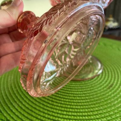 Beautiful Vintage Pink Pressed Glass Candy Dish