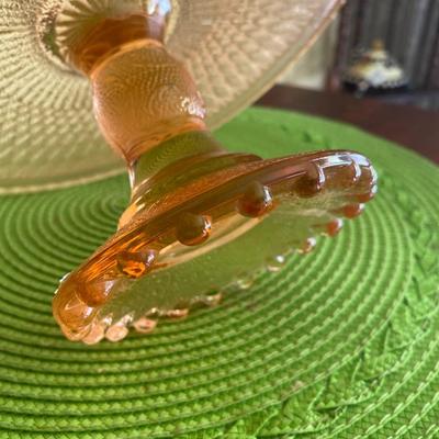 Beautiful Vintage Pink Pressed Glass Cake Dish