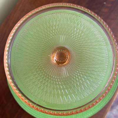 Beautiful Vintage Pink Pressed Glass Cake Dish