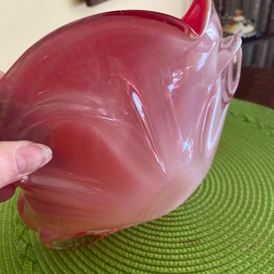 Vintage Two Toned Bright Red Murano Glass Dish