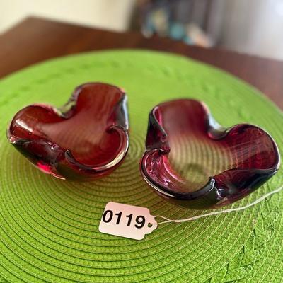 Vintage Ruby Red Murano Glass Dish / Ashtray
