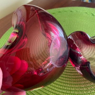 Vintage Ruby Red Murano Glass Dish / Ashtray