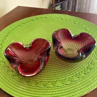 Vintage Ruby Red Murano Glass Dish / Ashtray