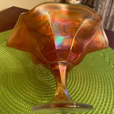 Midcentury Marbled Green Sooner Glass Swan Centerpiece