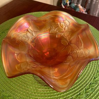 Stunning Fenton Marigold Carnival Glass Compote with Stem Base