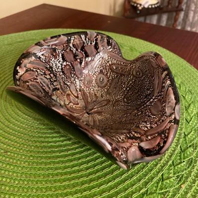 Stunning Vintage Venetian Murano Black Tutti Frutti Art Glass