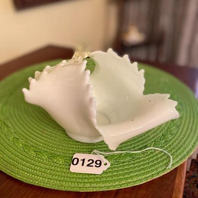 Vintage Murano Milk Glass Basket Dish