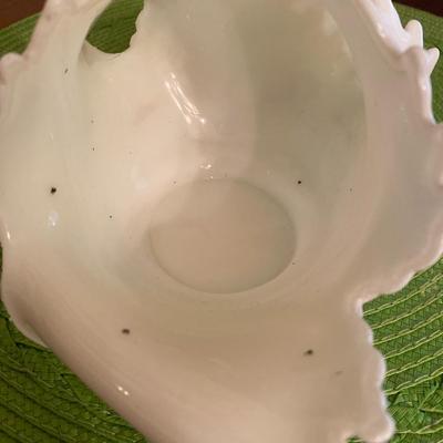 Vintage Murano Milk Glass Basket Dish