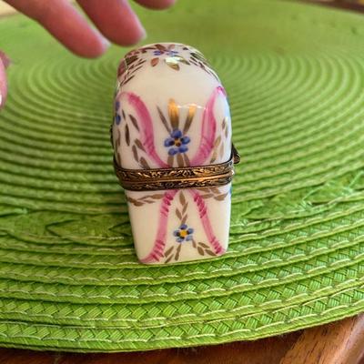 Miniature Limoges Trinket Box with Mini Perfume Bottles
