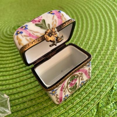 Miniature Limoges Trinket Box with Mini Perfume Bottles