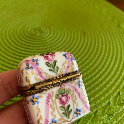 Miniature Limoges Trinket Box with Mini Perfume Bottles