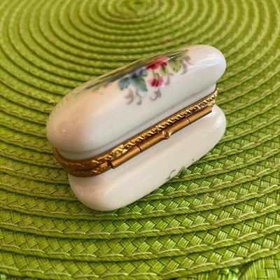 Lovely Miniature Limoges Trinket Box Handbag with Chain