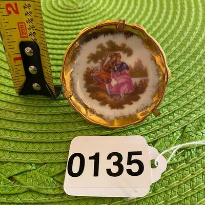 Miniature Limoges Hand Painted Victorian Plate with Frame/Stand