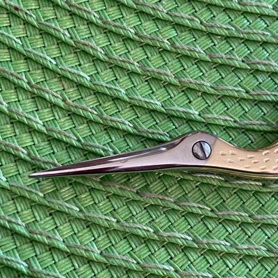 Gold Plated Stork Sewing Scissors Made in Mundial Italy
