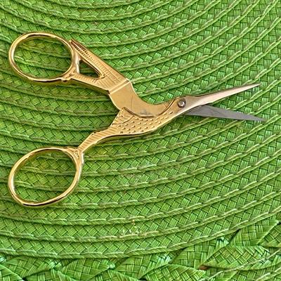 Gold Plated Stork Sewing Scissors Made in Mundial Italy
