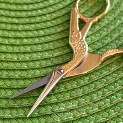 Gold Plated Stork Sewing Scissors Made in Mundial Italy