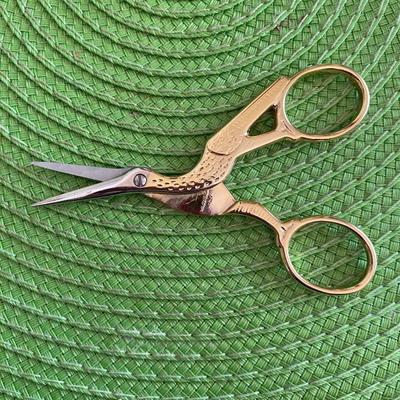 Gold Plated Stork Sewing Scissors Made in Mundial Italy