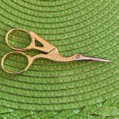 Gold Plated Stork Sewing Scissors Made in Mundial Italy