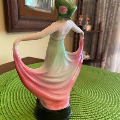 Art Deco Dancing Lady w Pink and Green