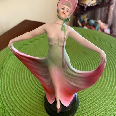 Art Deco Dancing Lady w Pink and Green