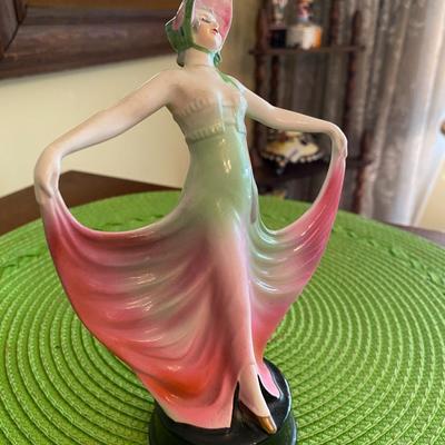 Art Deco Dancing Lady w Pink and Green