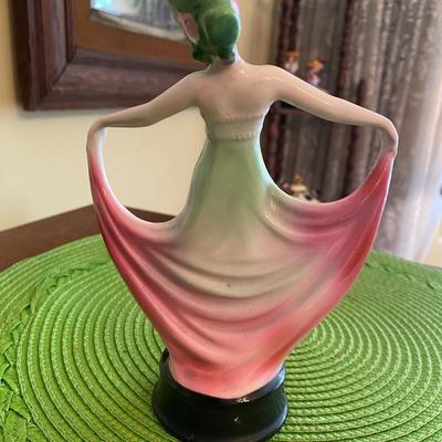 Art Deco Dancing Lady w Pink and Green