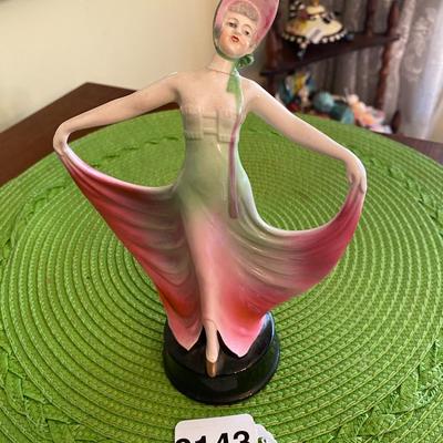 Art Deco Dancing Lady w Pink and Green