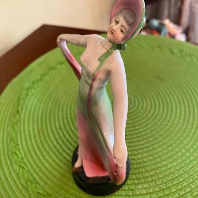Art Deco Dancing Lady w Pink and Green
