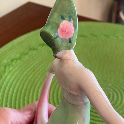 Art Deco Dancing Lady w Pink and Green