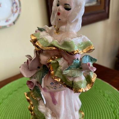 Beautiful Capodimonte Style Lady Figurine Signed Lilli
