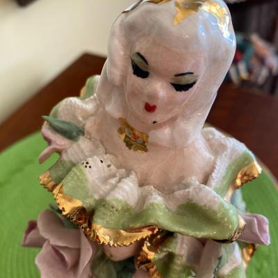 Beautiful Capodimonte Style Lady Figurine Signed Lilli