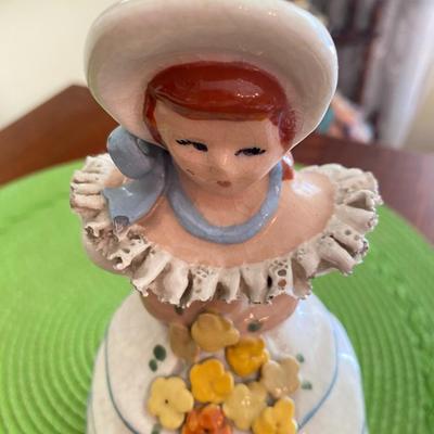 Lovely Porcelain Lady Figurine Holding Bouquet