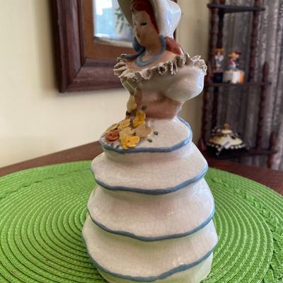 Lovely Porcelain Lady Figurine Holding Bouquet