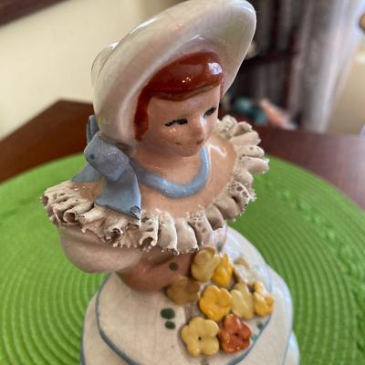 Lovely Porcelain Lady Figurine Holding Bouquet