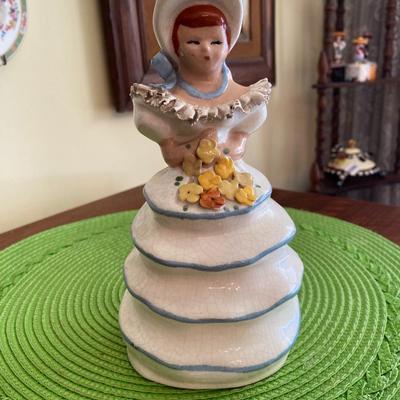 Lovely Porcelain Lady Figurine Holding Bouquet