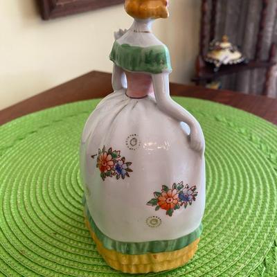 Hand Painted Porcelain Lady Figurine Yellow and Green