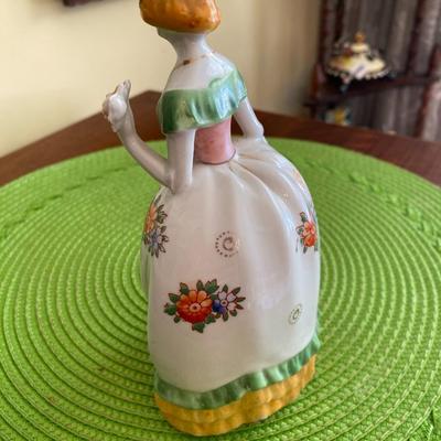 Hand Painted Porcelain Lady Figurine Yellow and Green