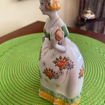 Hand Painted Porcelain Lady Figurine Yellow and Green