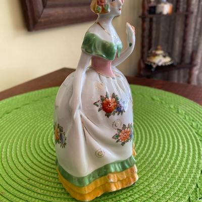 Hand Painted Porcelain Lady Figurine Yellow and Green